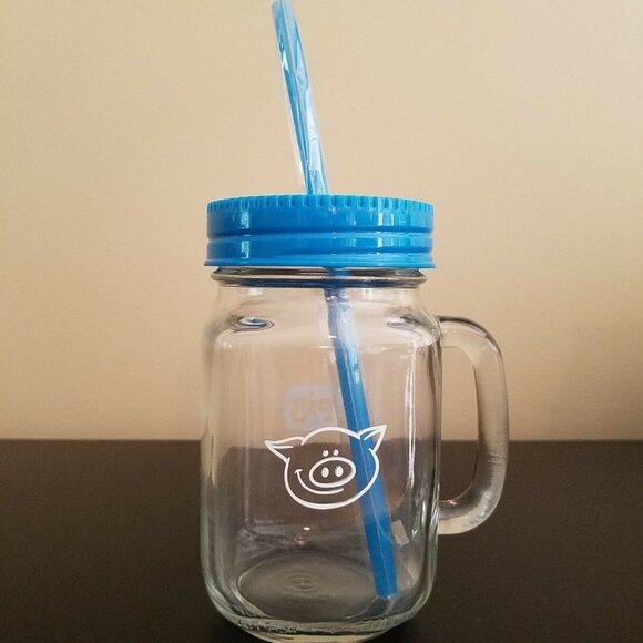 Pig Other - Glass Mason Jars Mug Pig Logo Set of 2